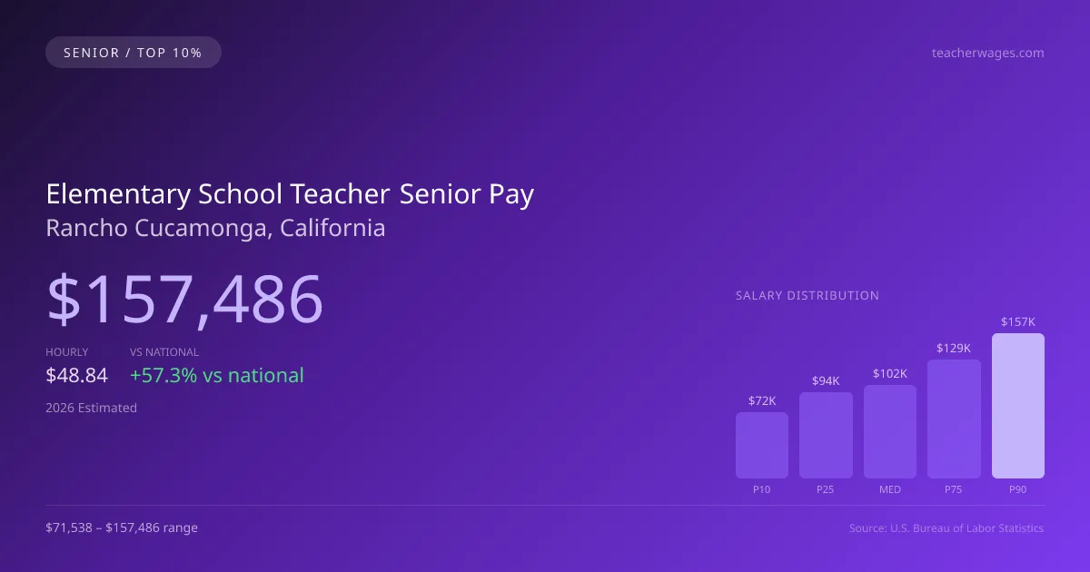 Elementary School Teacher Senior Salary in Rancho Cucamonga, CA — 2026 est., based on 2025 BLS