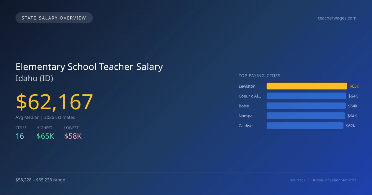 Elementary School Teacher Salary in Idaho - 2025 BLS Data Infographic